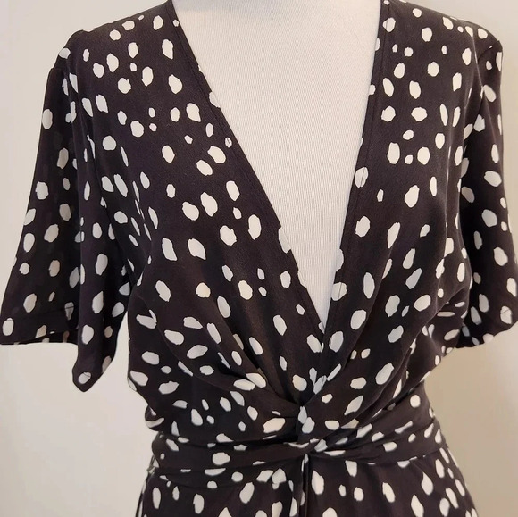 NWT || AMOUR VERT || Fantasia, jumpsuit, pockets, polka dotted, black/white - Picture 2 of 8